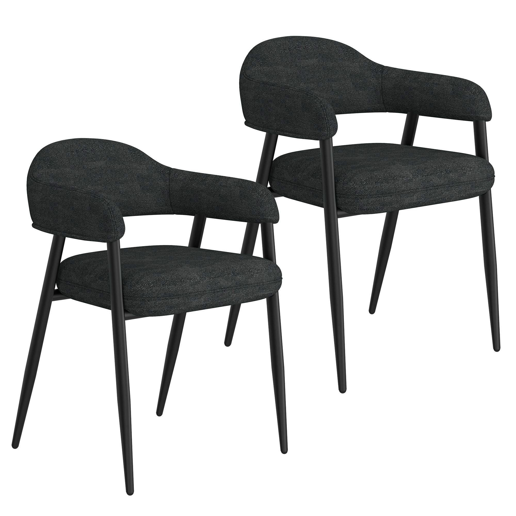 Archer Dining Chair, set of 2, in Charcoal Fabric and Black