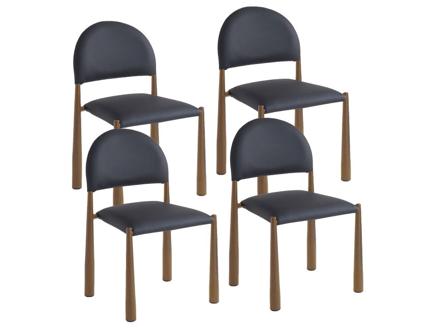 Auggie Dining Chair - Set of 4 in Black and Aged Gold