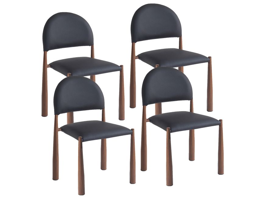 Auggie Dining Chair - Set of 4 in Black and Walnut