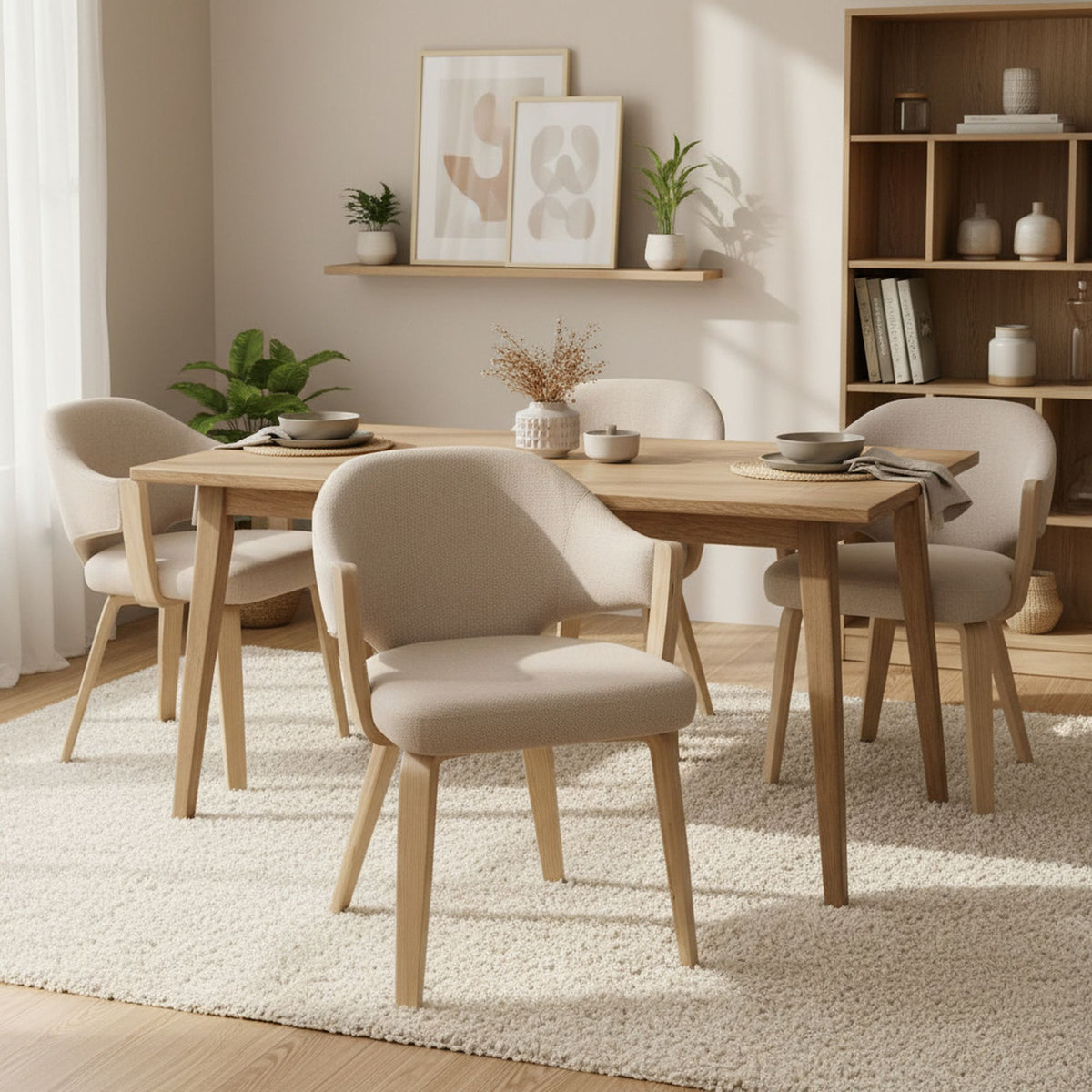 Freya Dining/Lounge Chair (Dark Walnut & Natural Wood Legs)