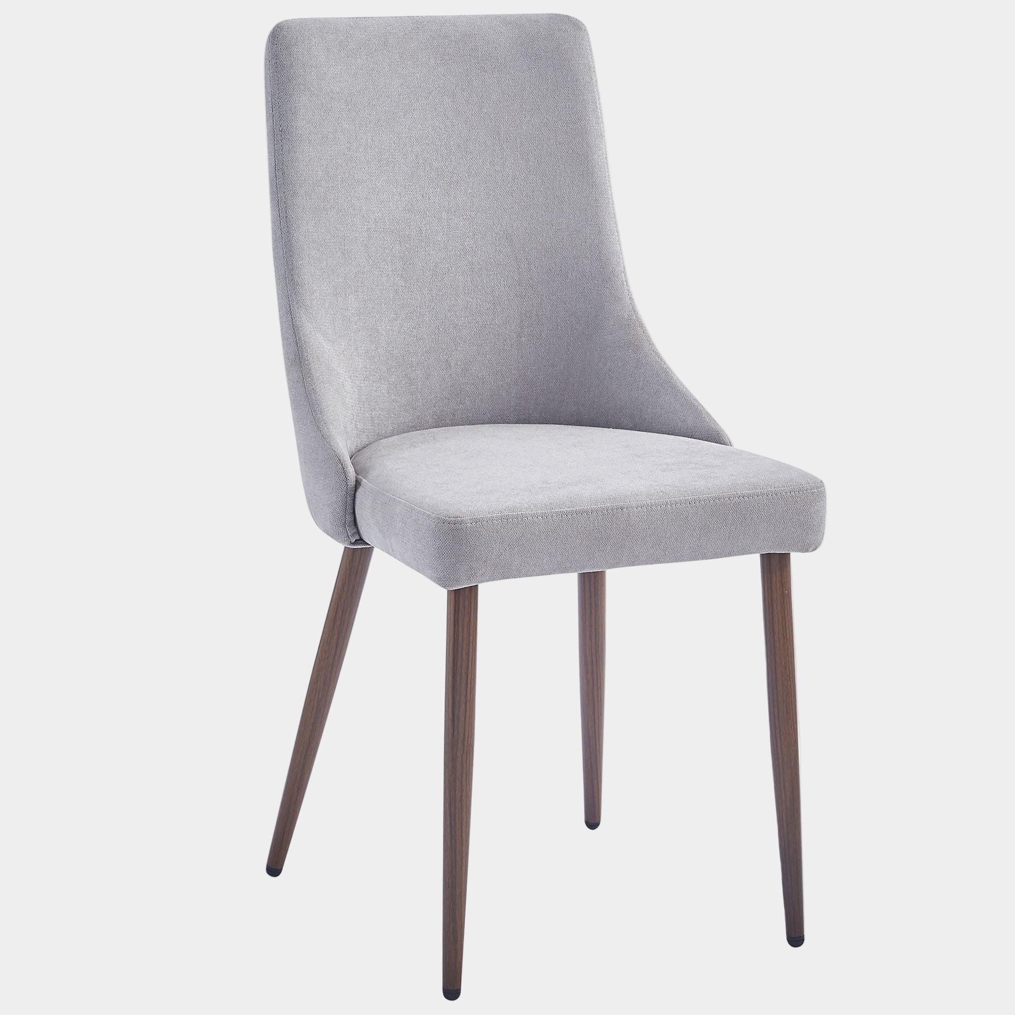 Cora Fabric Dining Chair, set of 2, in Grey and Walnut