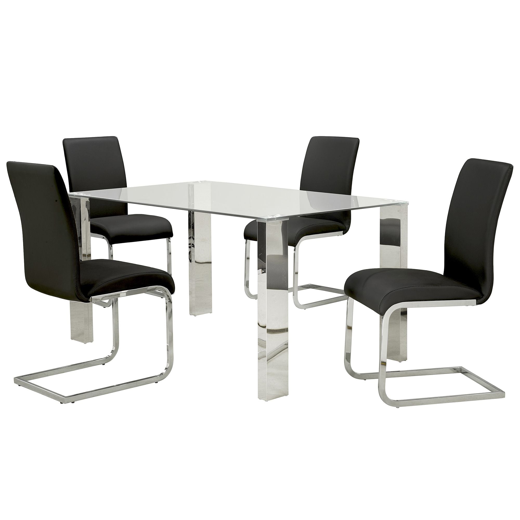 Maxim Dining Chair, set of 2, in Black and Chrome