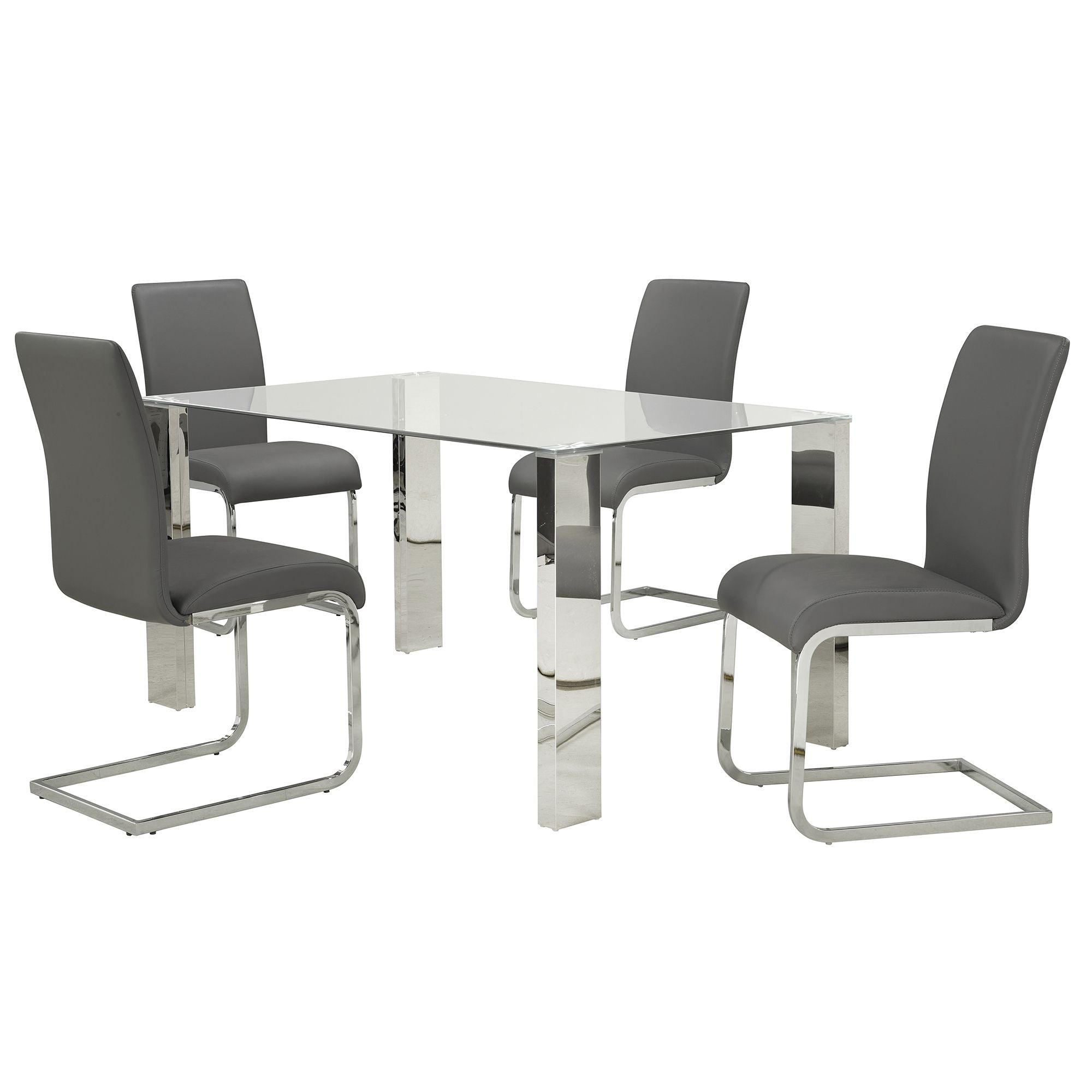 Maxim Dining Chair, set of 2, in Grey and Chrome
