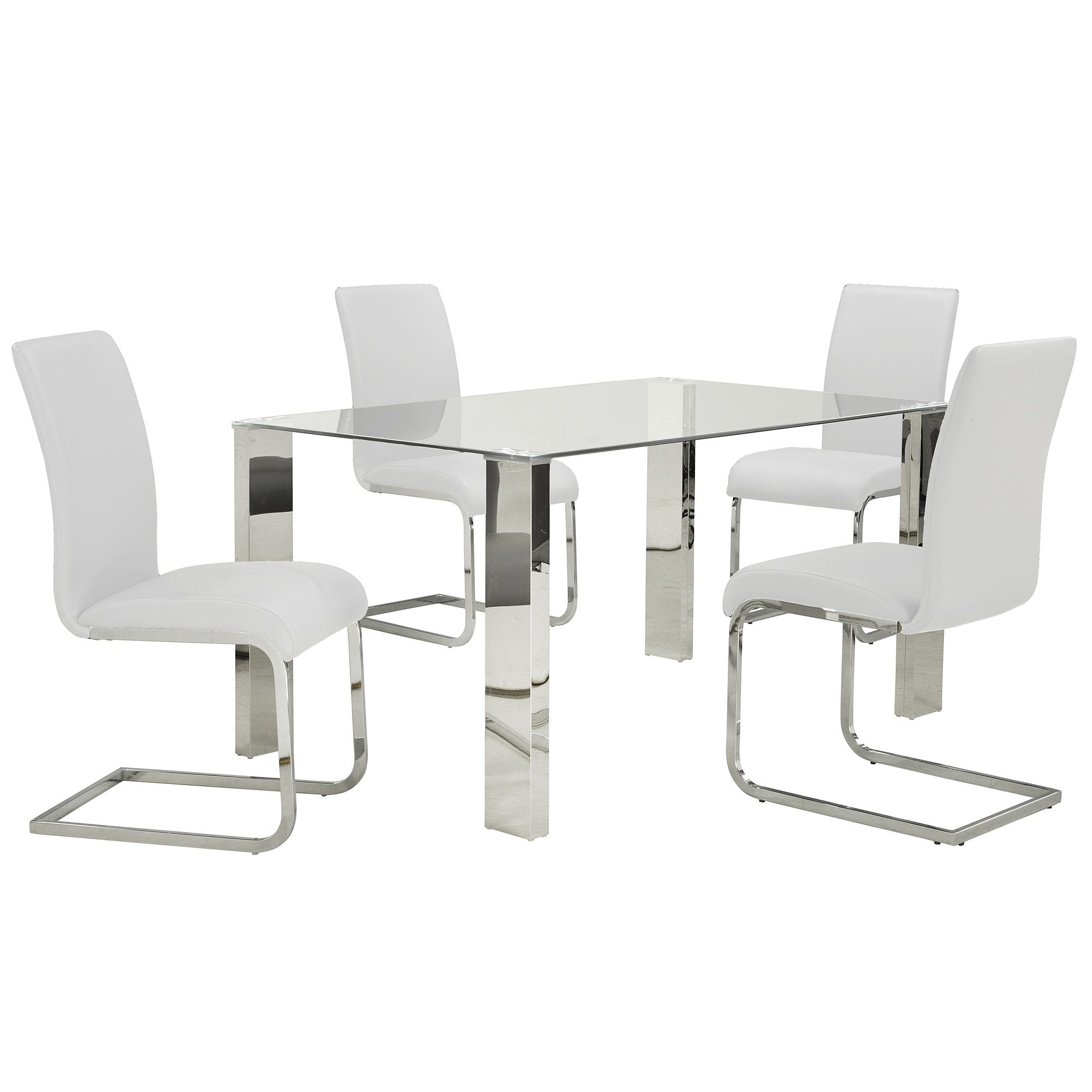 Maxim Dining Chair, set of 2, in White and Chrome