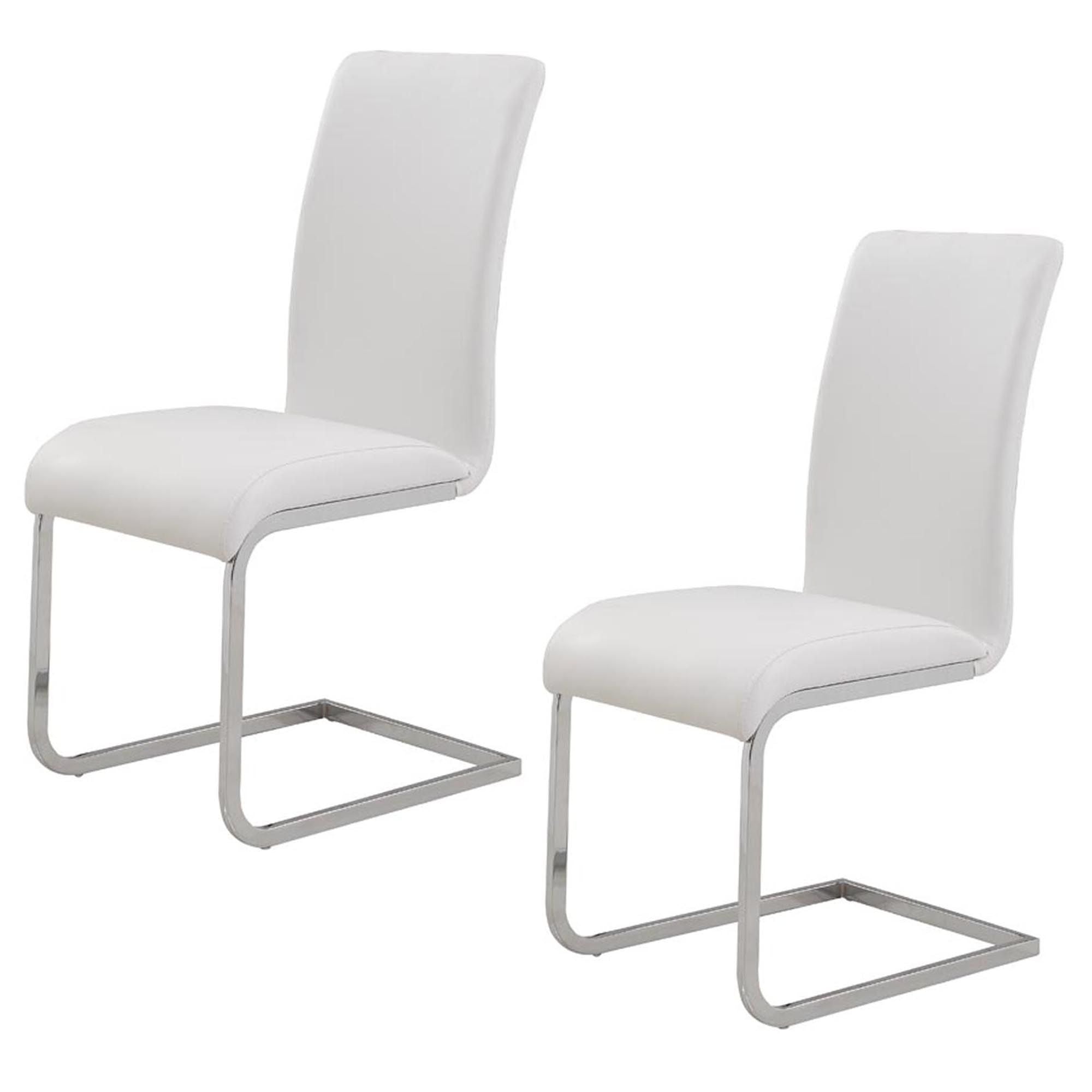 Maxim Dining Chair, set of 2, in White and Chrome