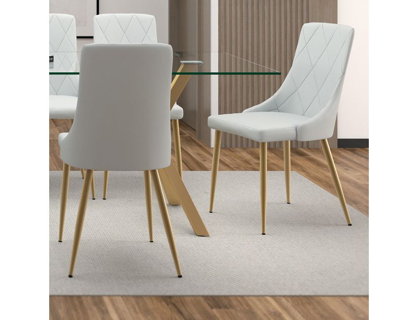 Antoine Dining Chair, set of 2, in Light Grey and Aged Gold