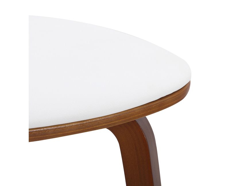 Zuni Dining Chair in White Faux Leather and Walnut