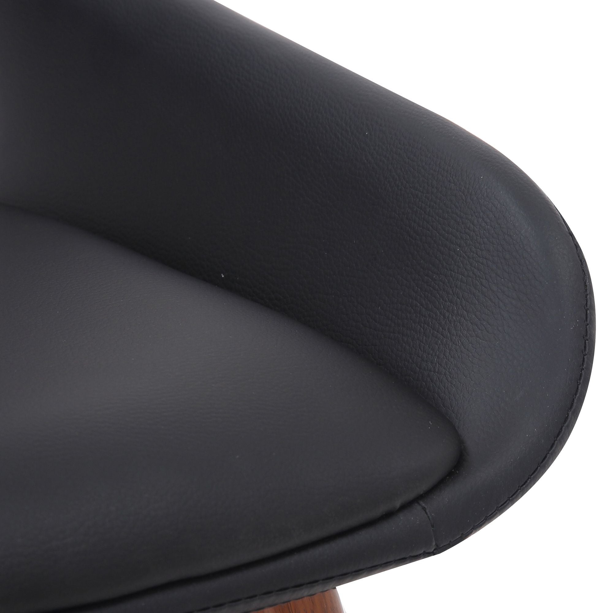 Hudson Dining Chair in Black Faux Leather, Metal and Walnut Metal and Wood