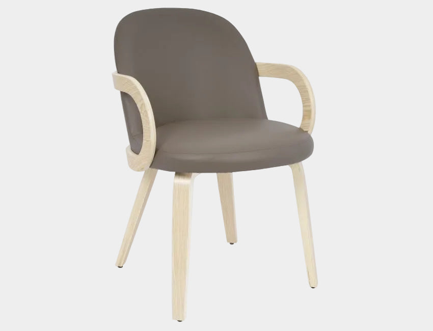 Celest Dining Chair - Set of 2 in Dark Taupe and Natural