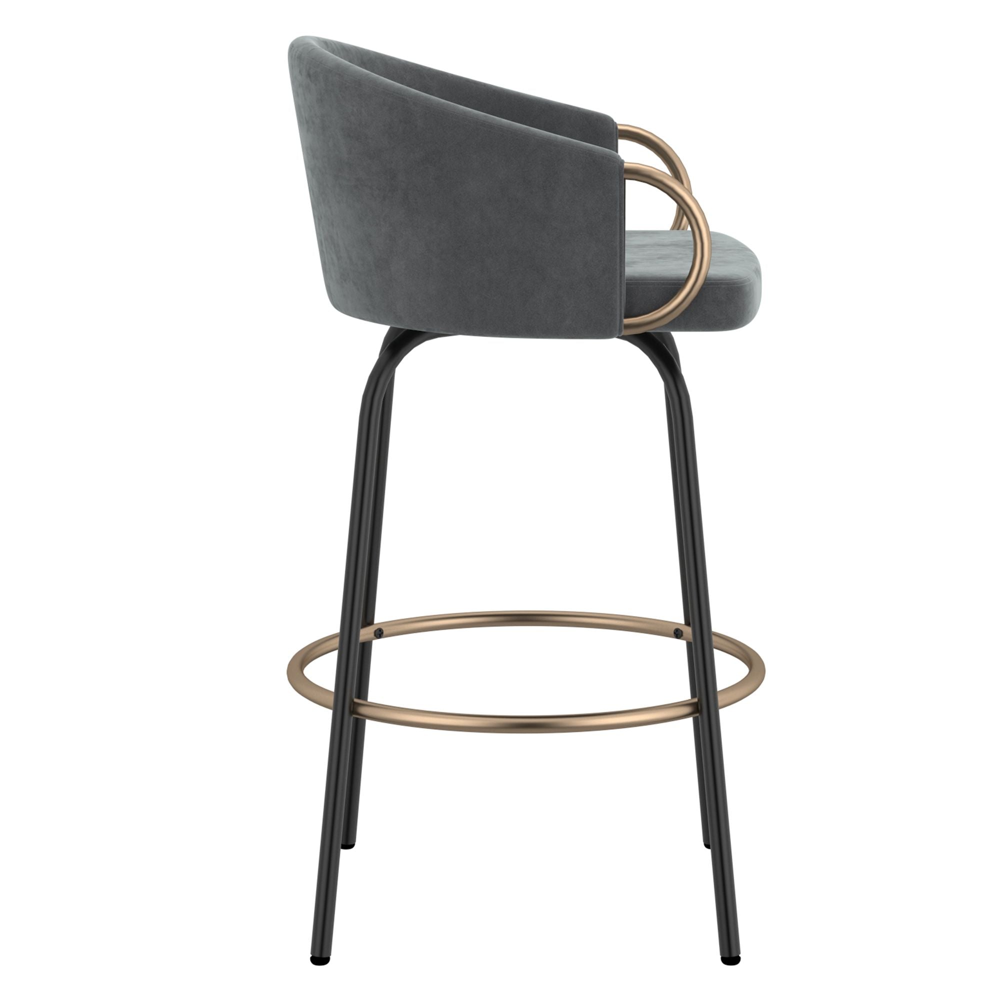 Lavo 26" Counter Stool, set of 2, in Grey and Black and Gold