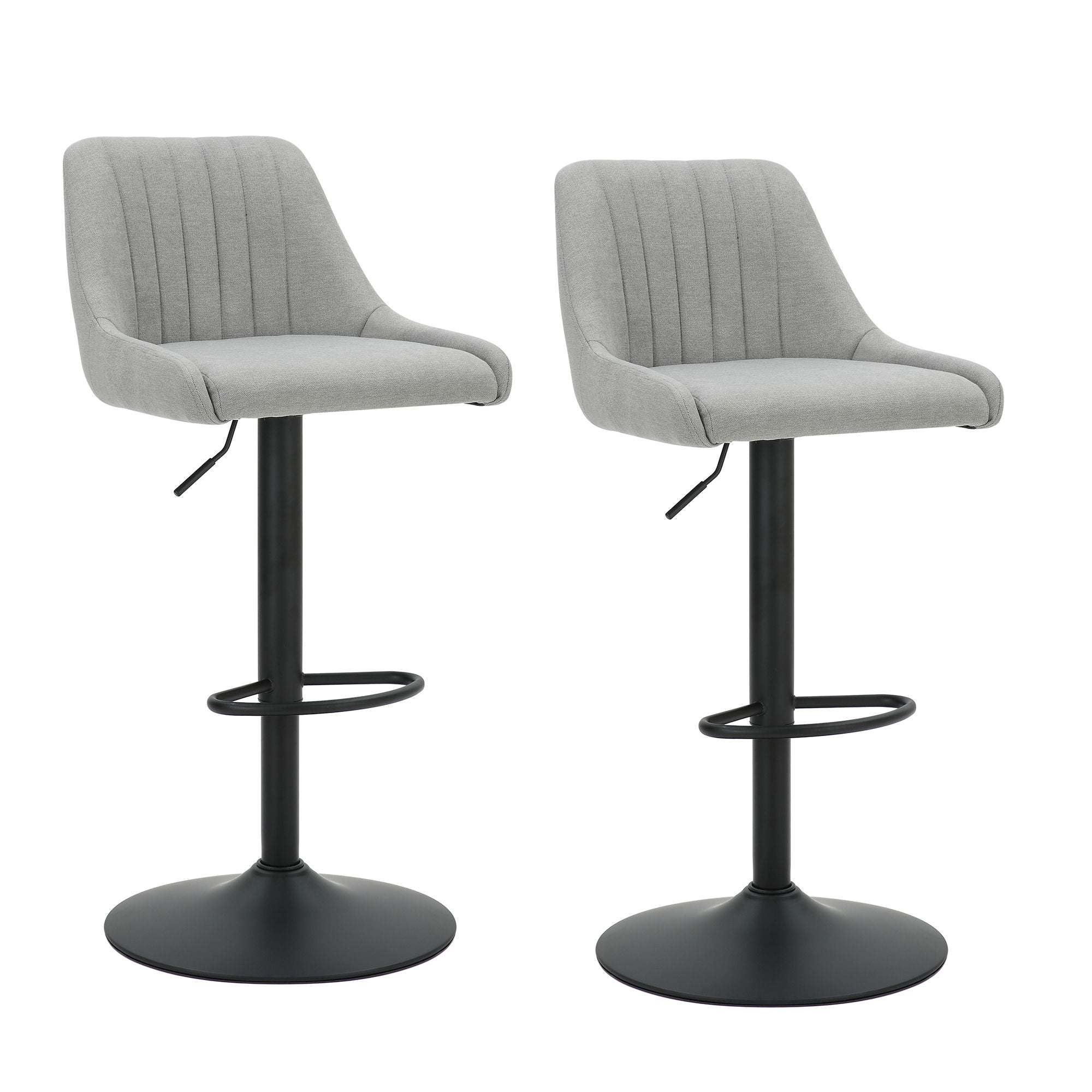 Kron Adjustable Height Air-Lift Swivel Stool, set of 2, in Grey Fabric