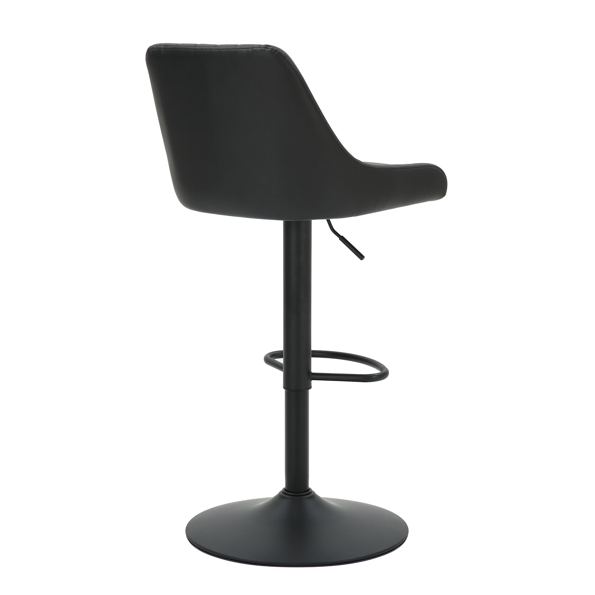Kron Adjustable Height Air-Lift Swivel Stool, set of 2, in Black Faux Leather
