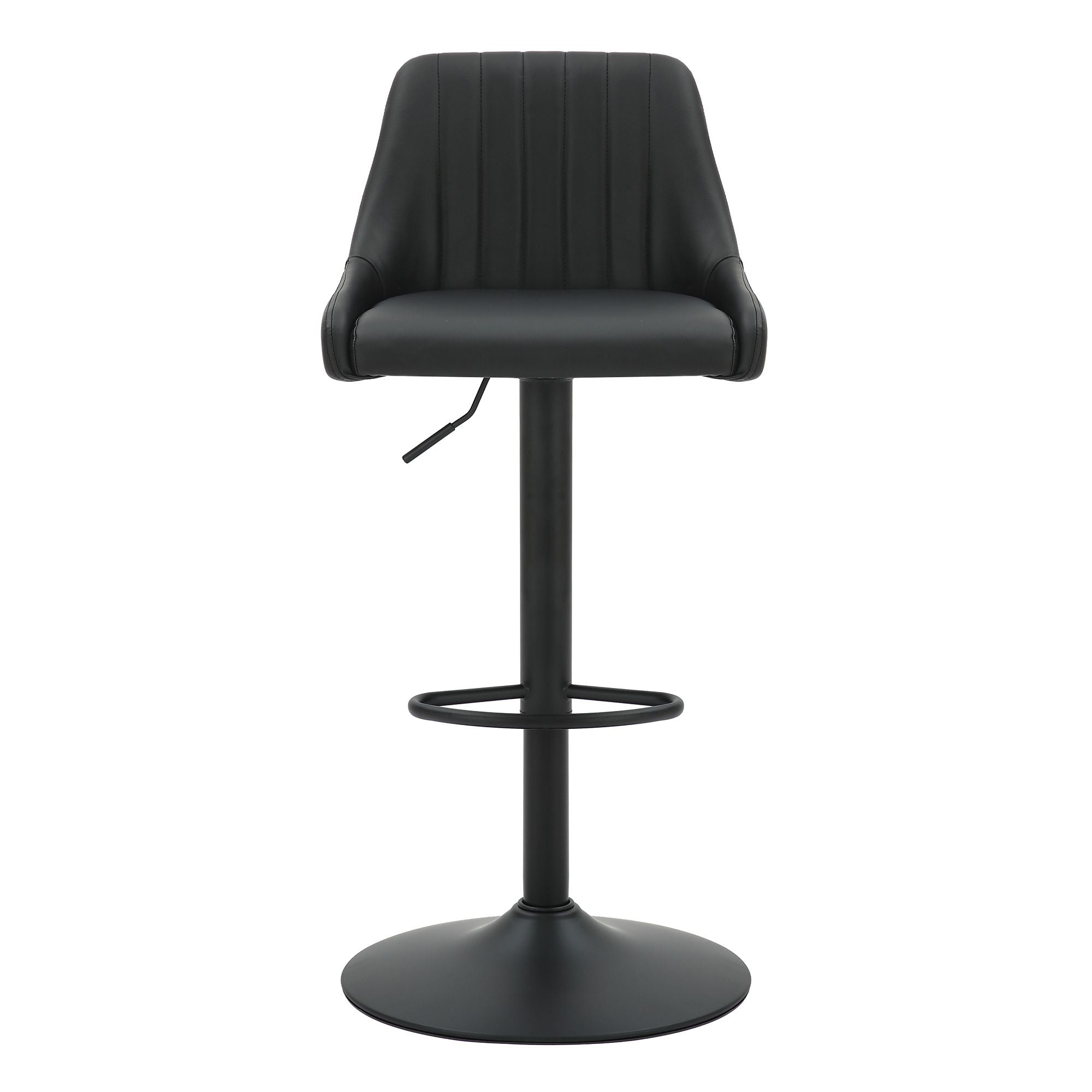 Kron Adjustable Height Air-Lift Swivel Stool, set of 2, in Black Faux Leather