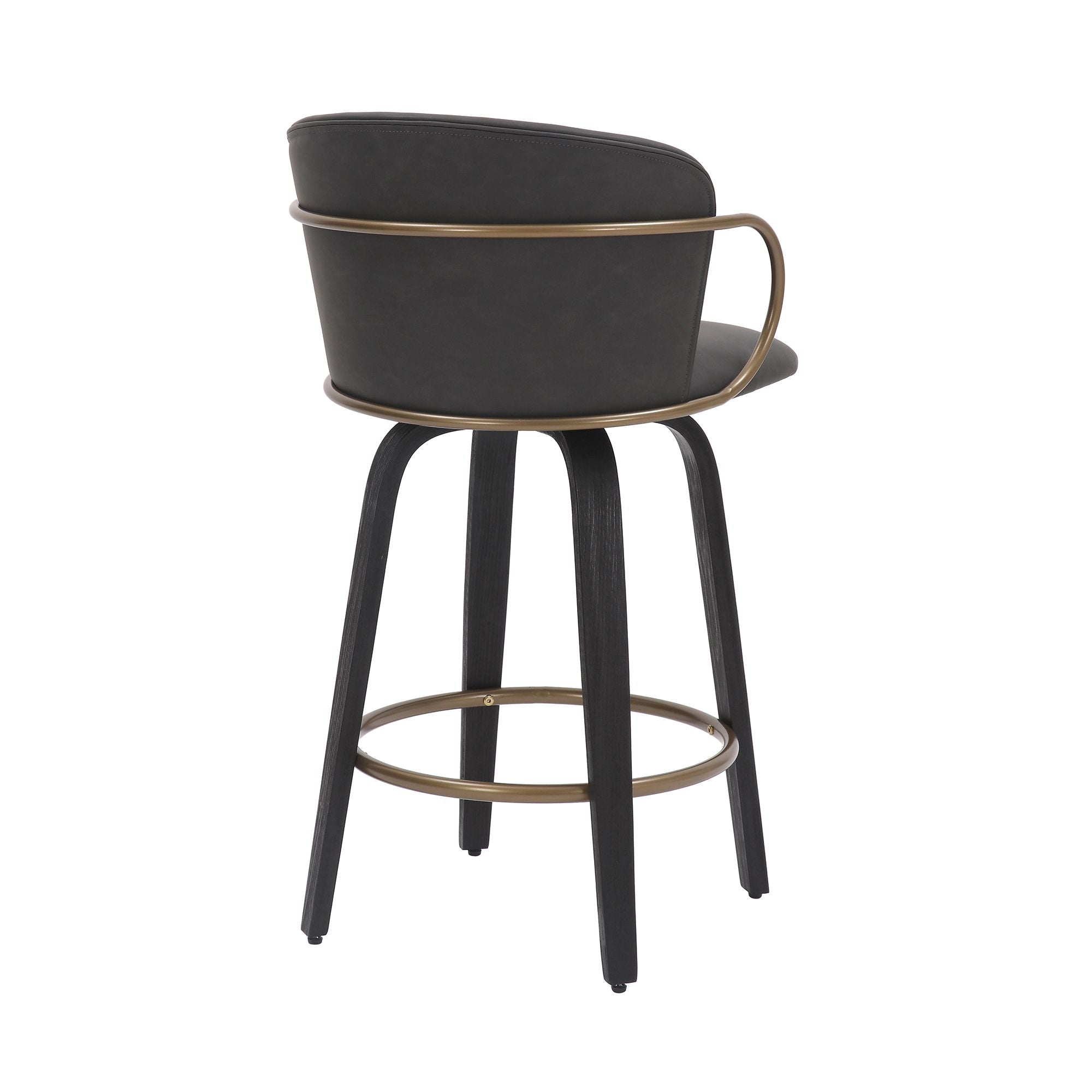 Lawson 26" Counter Stool, set of 2, with Swivel in Vintage Charcoal, Black and Aged Gold