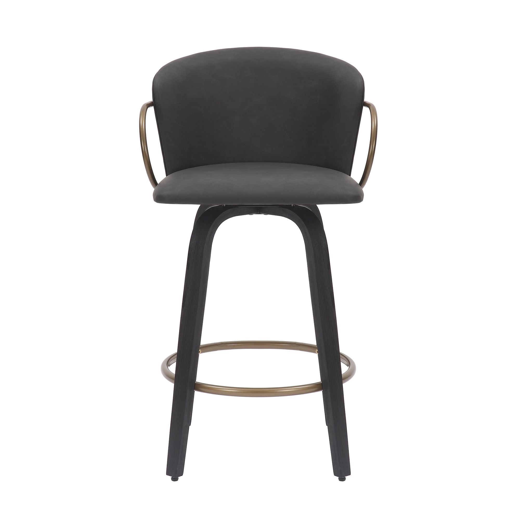 Lawson 26" Counter Stool, set of 2, with Swivel in Vintage Charcoal, Black and Aged Gold