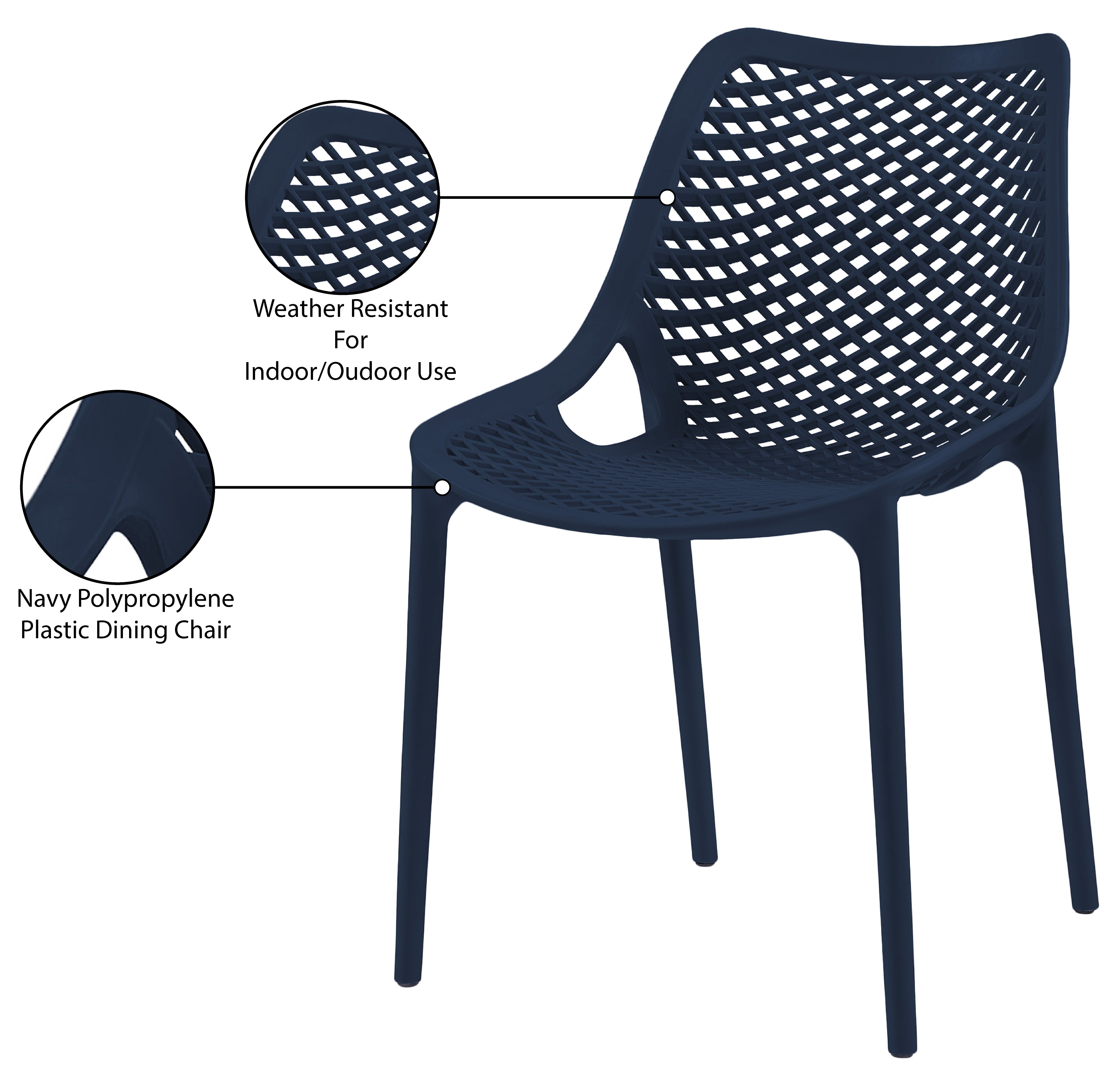 Mykonos Plastic Outdoor Patio Dining Chair