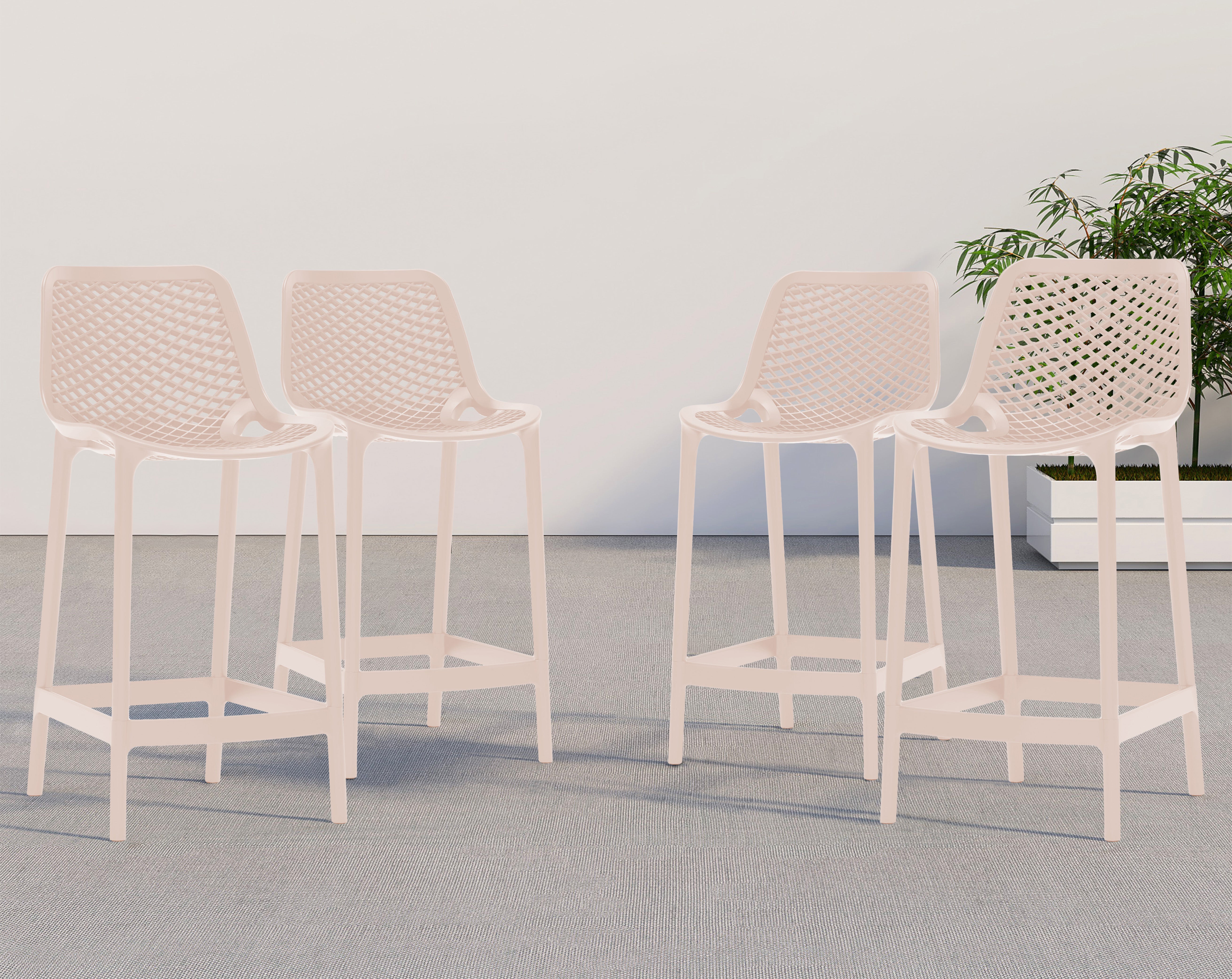 Mykonos Plastic Outdoor Patio Stools - Set of 4
