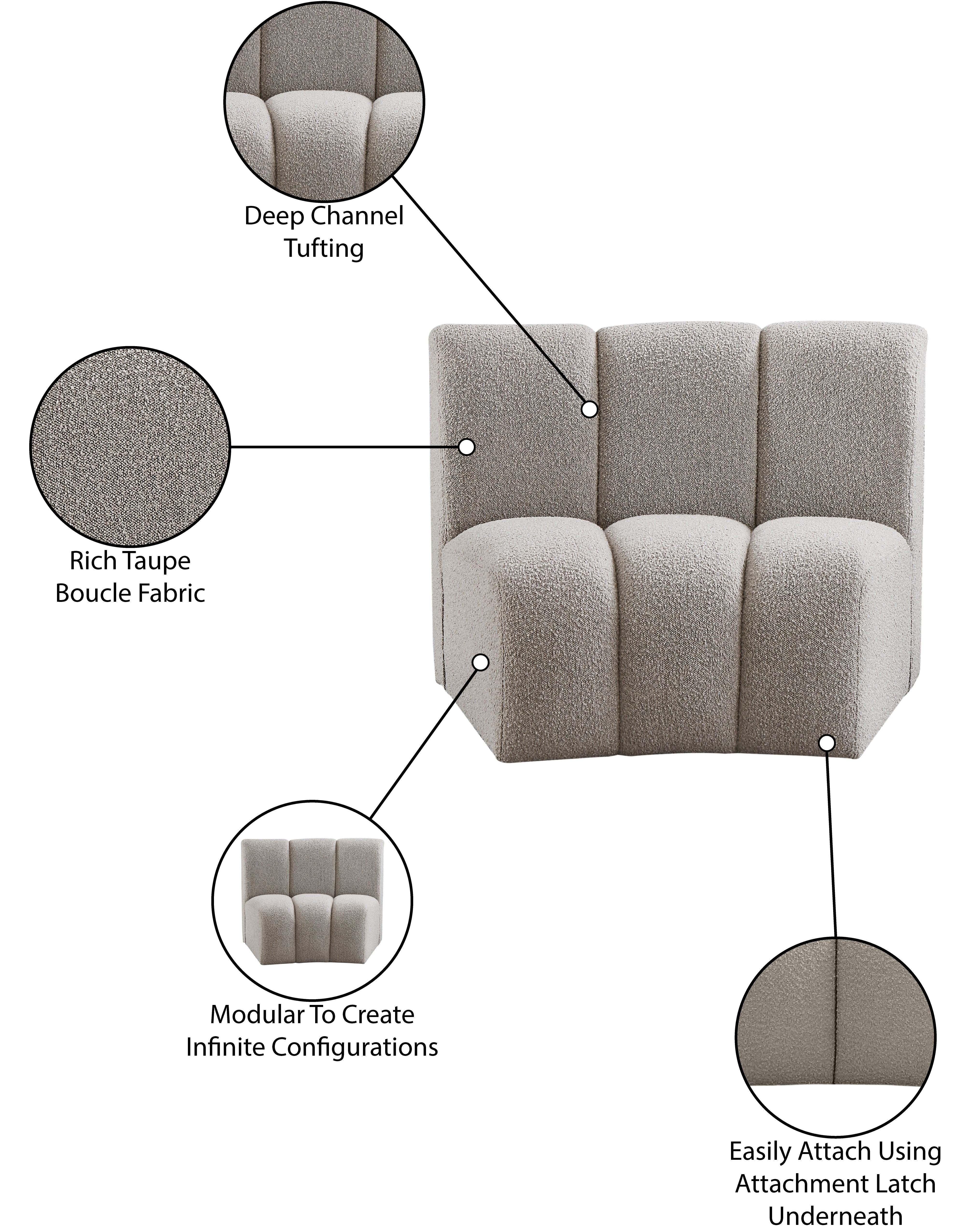 Infinity Boucle Fabric Upholstered Modular Chair