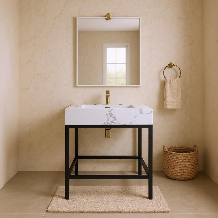 Meuble-lavabo mural pour salle de bain avec lavabo inclus