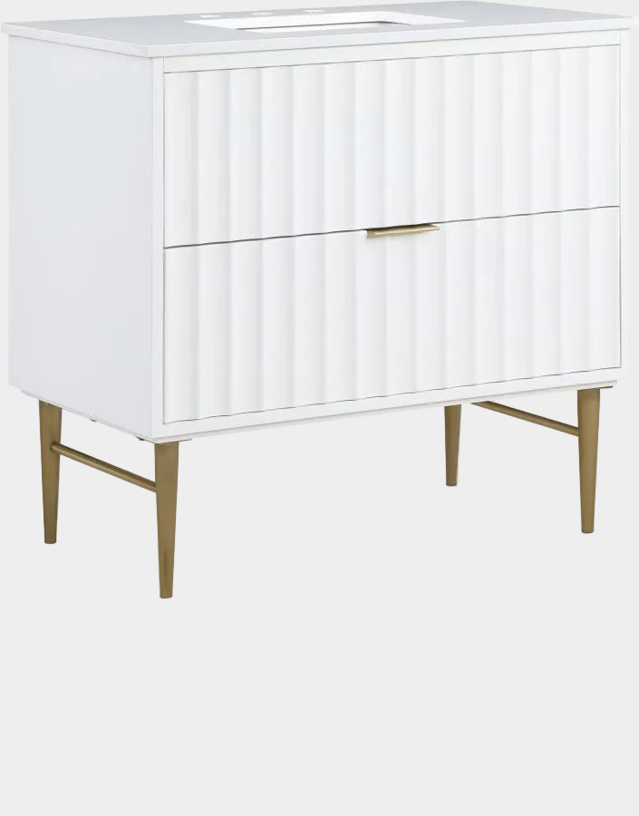 Modernist Engineered Stone Top And Solid Wood Base (brushed gold) Bathroom Vanity