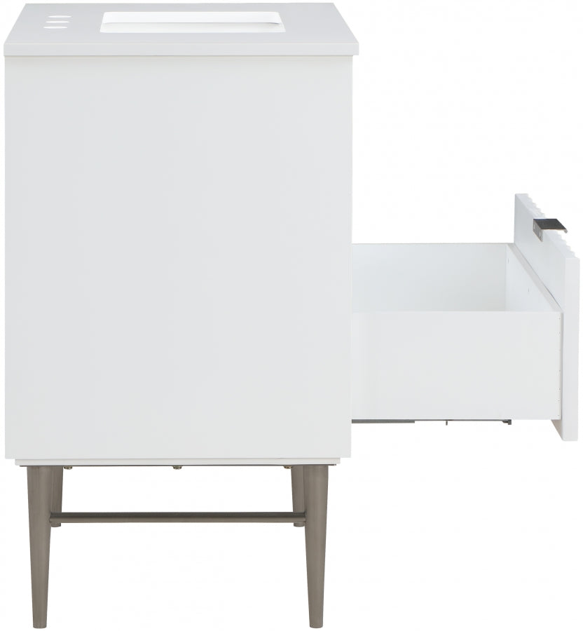 Modernist Engineered Stone Top And Solid Wood Base (brushed chrome) Bathroom Vanity