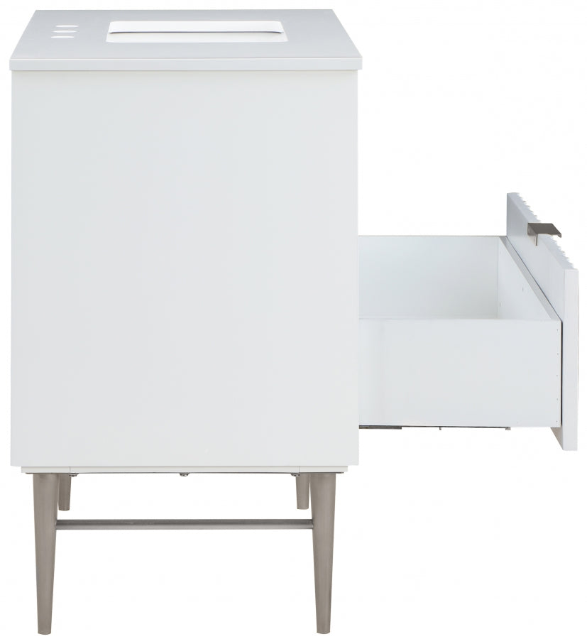 Modernist Engineered Stone Top And Solid Wood Base (brushed chrome) Bathroom Vanity