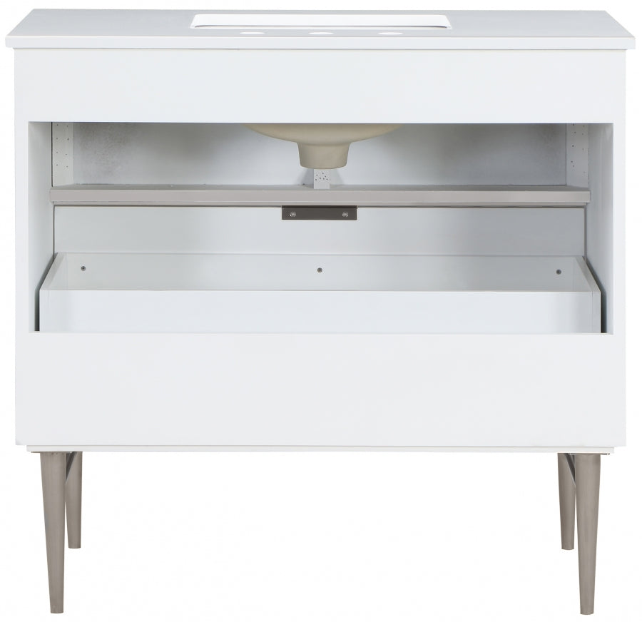 Modernist Engineered Stone Top And Solid Wood Base (brushed chrome) Bathroom Vanity
