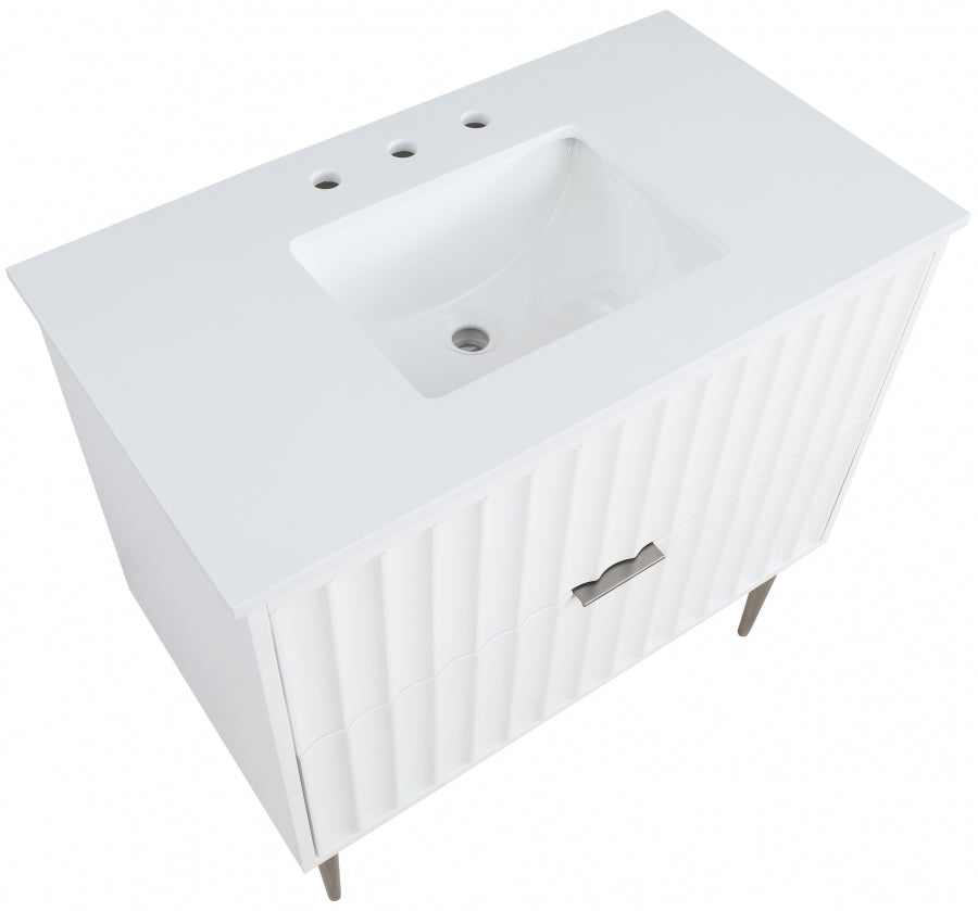 Modernist Engineered Stone Top And Solid Wood Base (brushed chrome) Bathroom Vanity