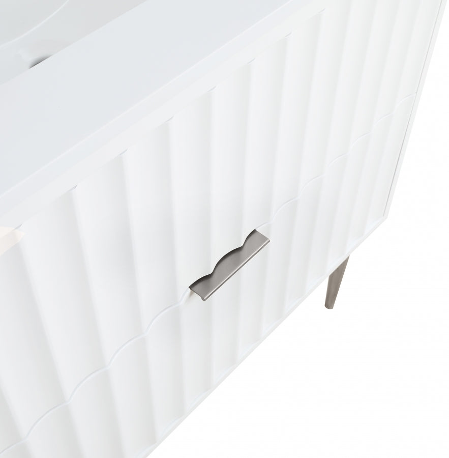 Modernist Engineered Stone Top And Solid Wood Base (brushed chrome) Bathroom Vanity