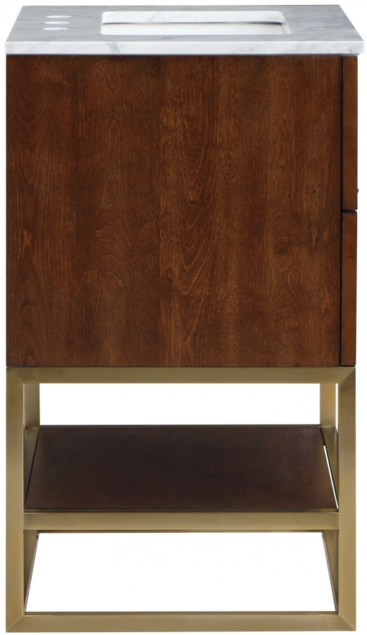 Monad 24" Genuine Marble Top, Steel And Glass Base Vanity