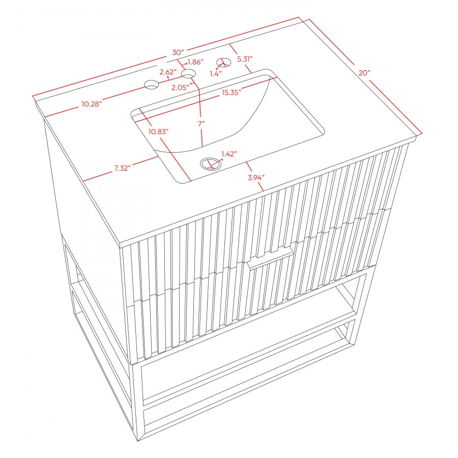 Monad Genuine Marble Top, Steel And Glass Base Vanity