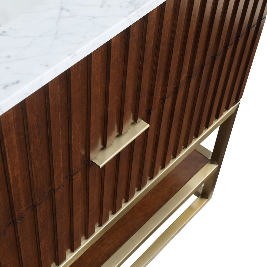 Monad Genuine Marble Top, Steel And Glass Base Vanity