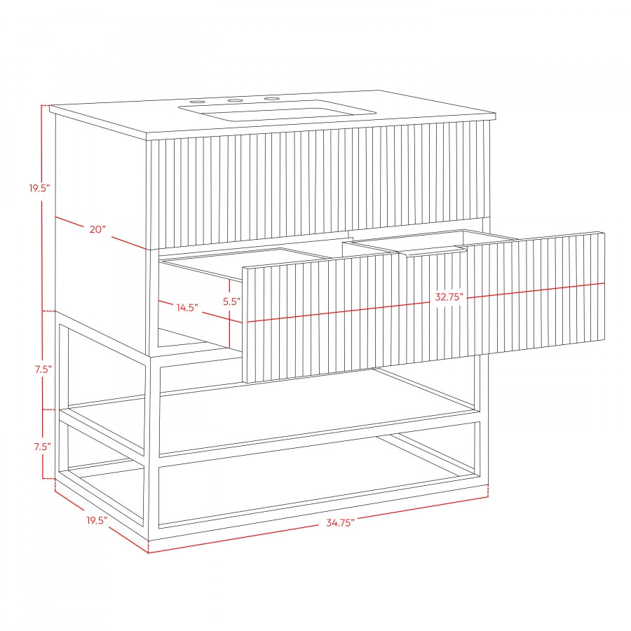 Monad Genuine Marble Top, Steel And Glass Base Vanity