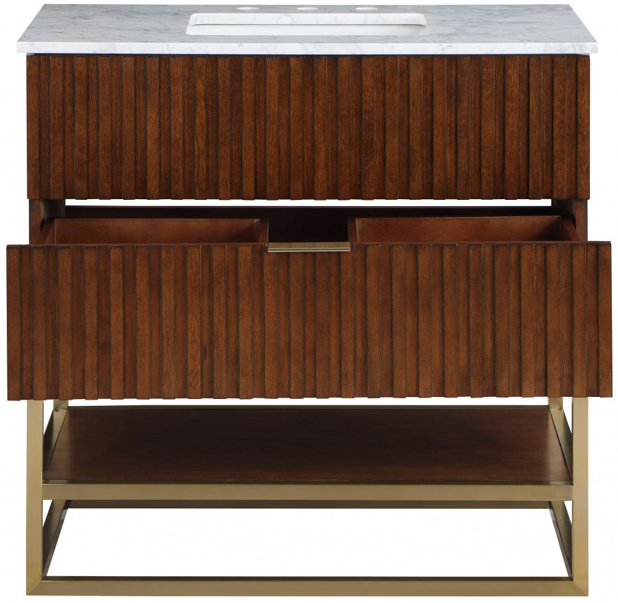 Monad Genuine Marble Top, Steel And Glass Base Vanity