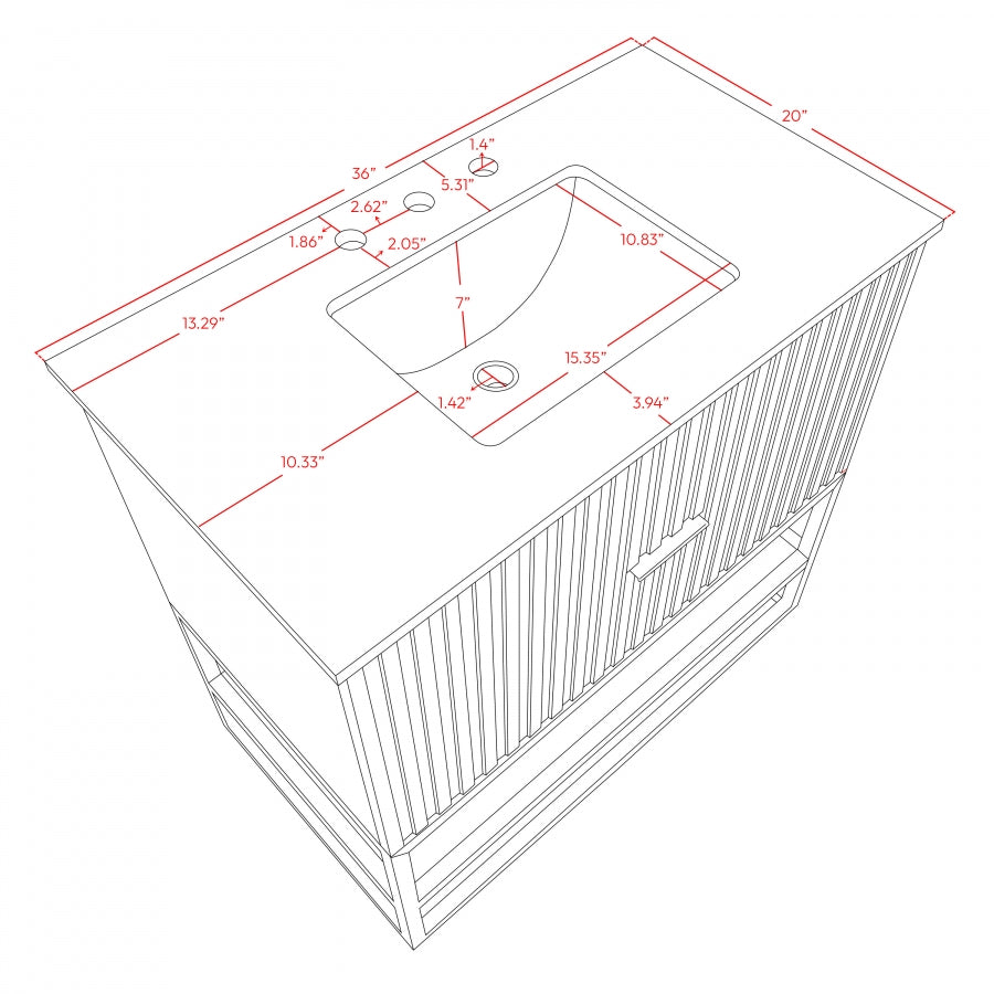Monad Genuine Marble Top, Steel And Glass Base Vanity