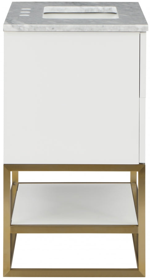 Monad Genuine Marble Top, Steel And Glass Base Vanity