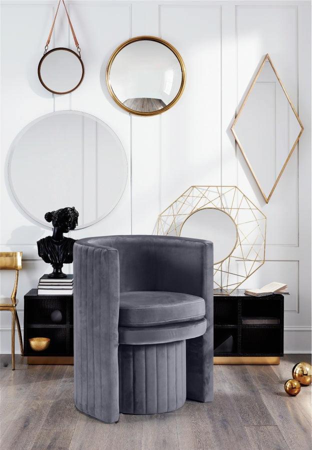 Selena Velvet Upholstered Accent Chair And Ottoman Set