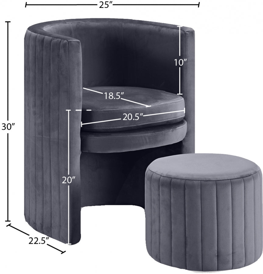 Selena Velvet Upholstered Accent Chair And Ottoman Set