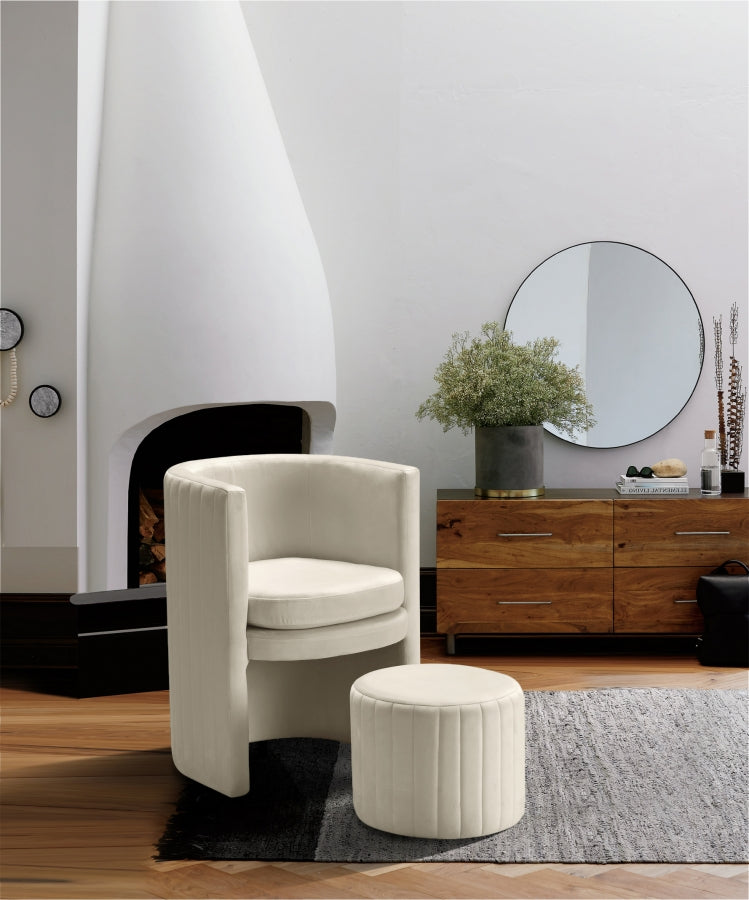 Selena Velvet Upholstered Accent Chair And Ottoman Set