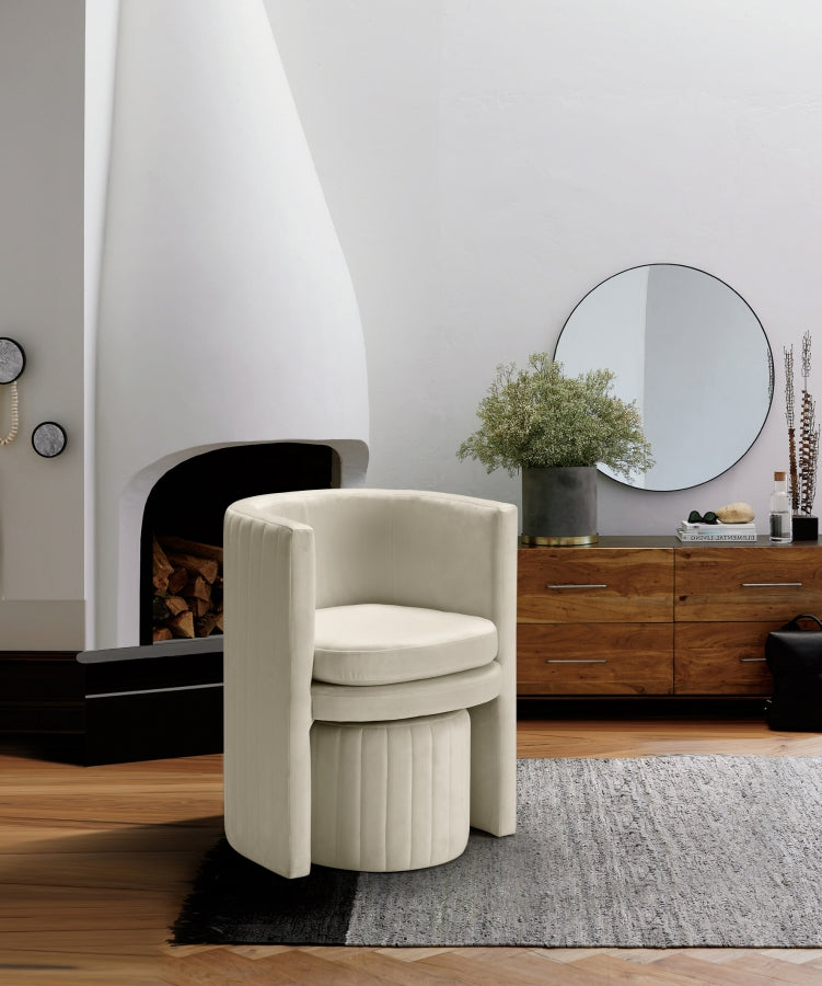 Selena Velvet Upholstered Accent Chair And Ottoman Set