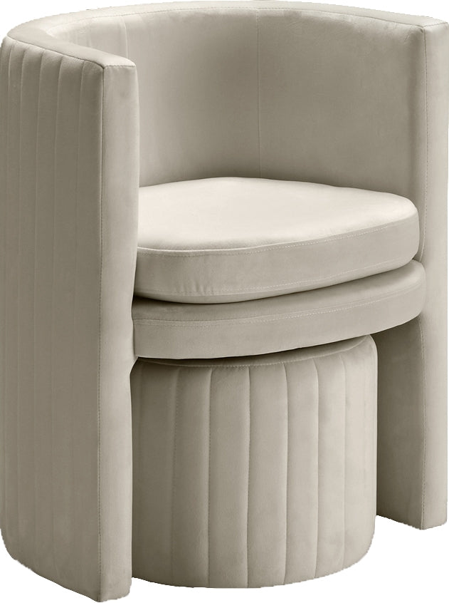 Selena Velvet Upholstered Accent Chair And Ottoman Set