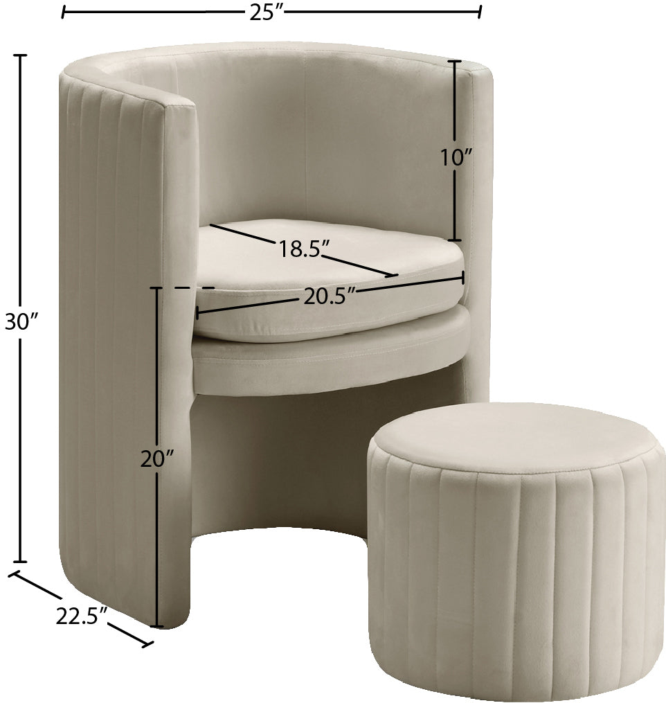 Selena Velvet Upholstered Accent Chair And Ottoman Set