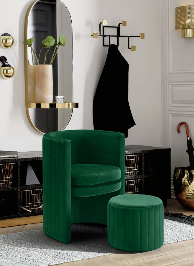 Selena Velvet Upholstered Accent Chair And Ottoman Set