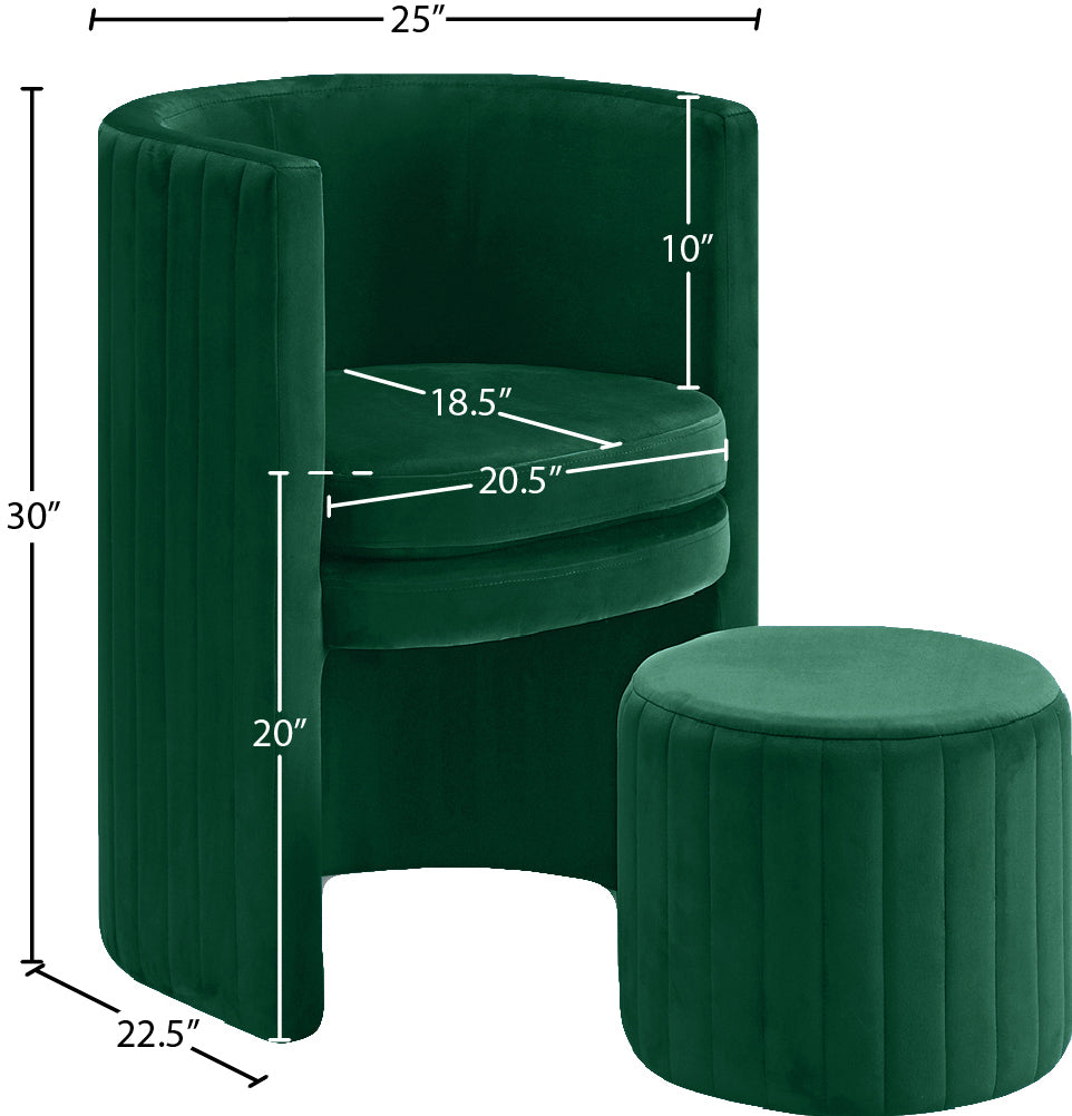 Selena Velvet Upholstered Accent Chair And Ottoman Set