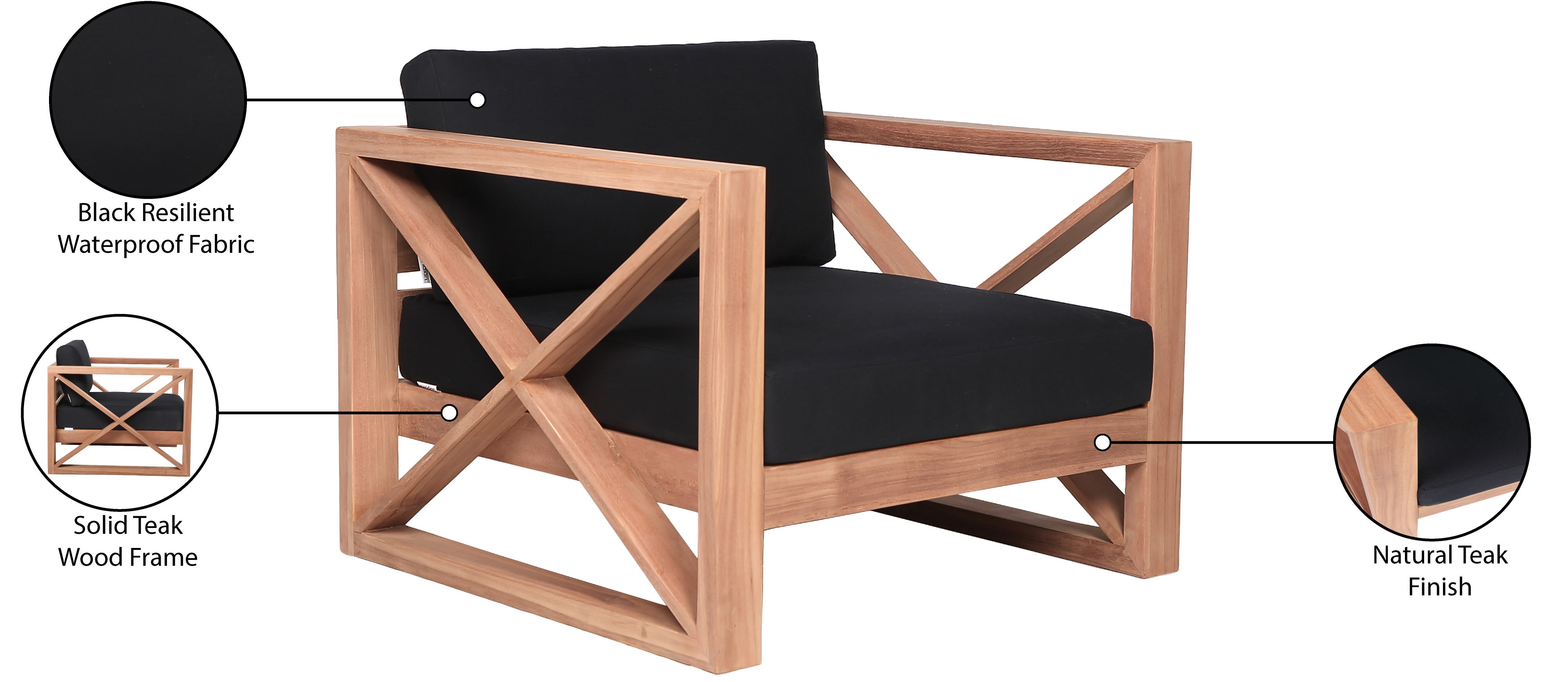 Chaise d'appoint d'extérieur en tissu résistant à l'eau Anguilla