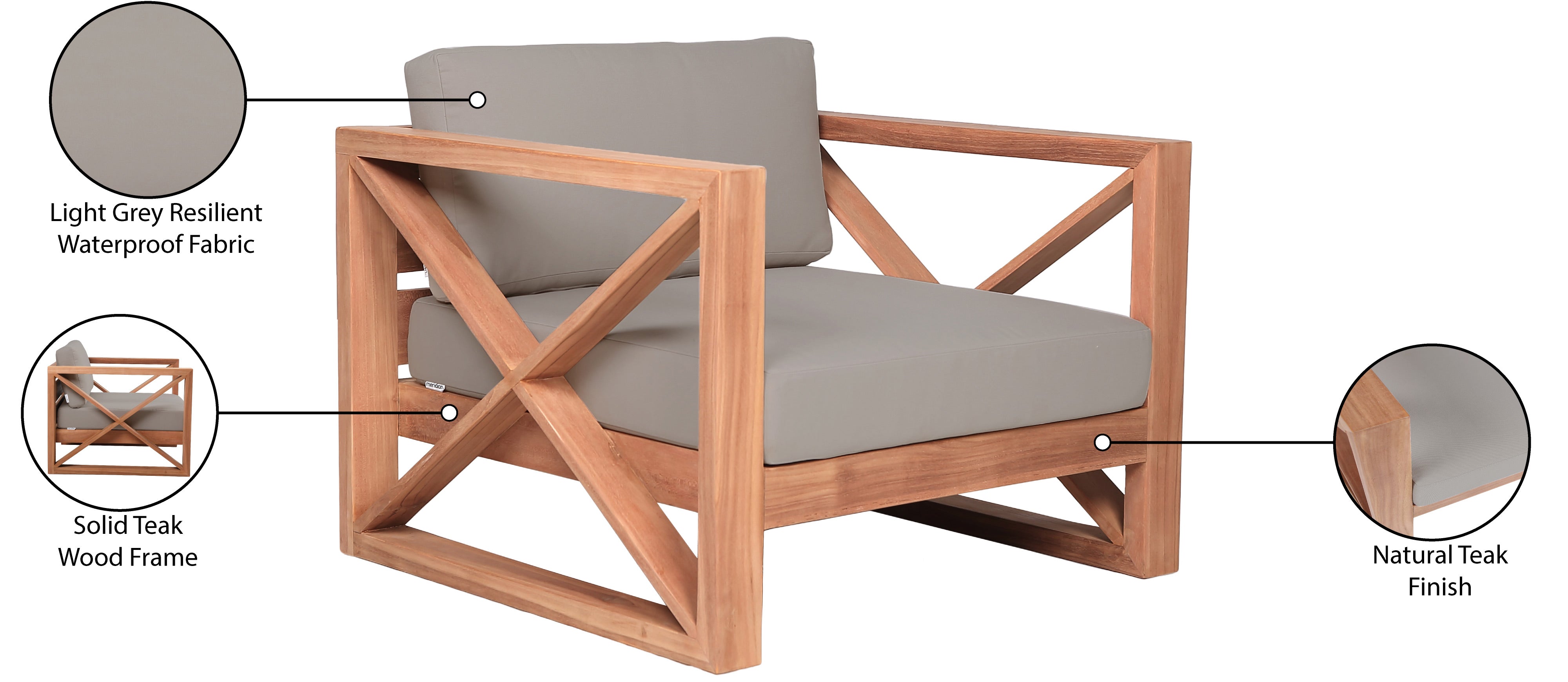 Chaise d'appoint d'extérieur en tissu résistant à l'eau Anguilla
