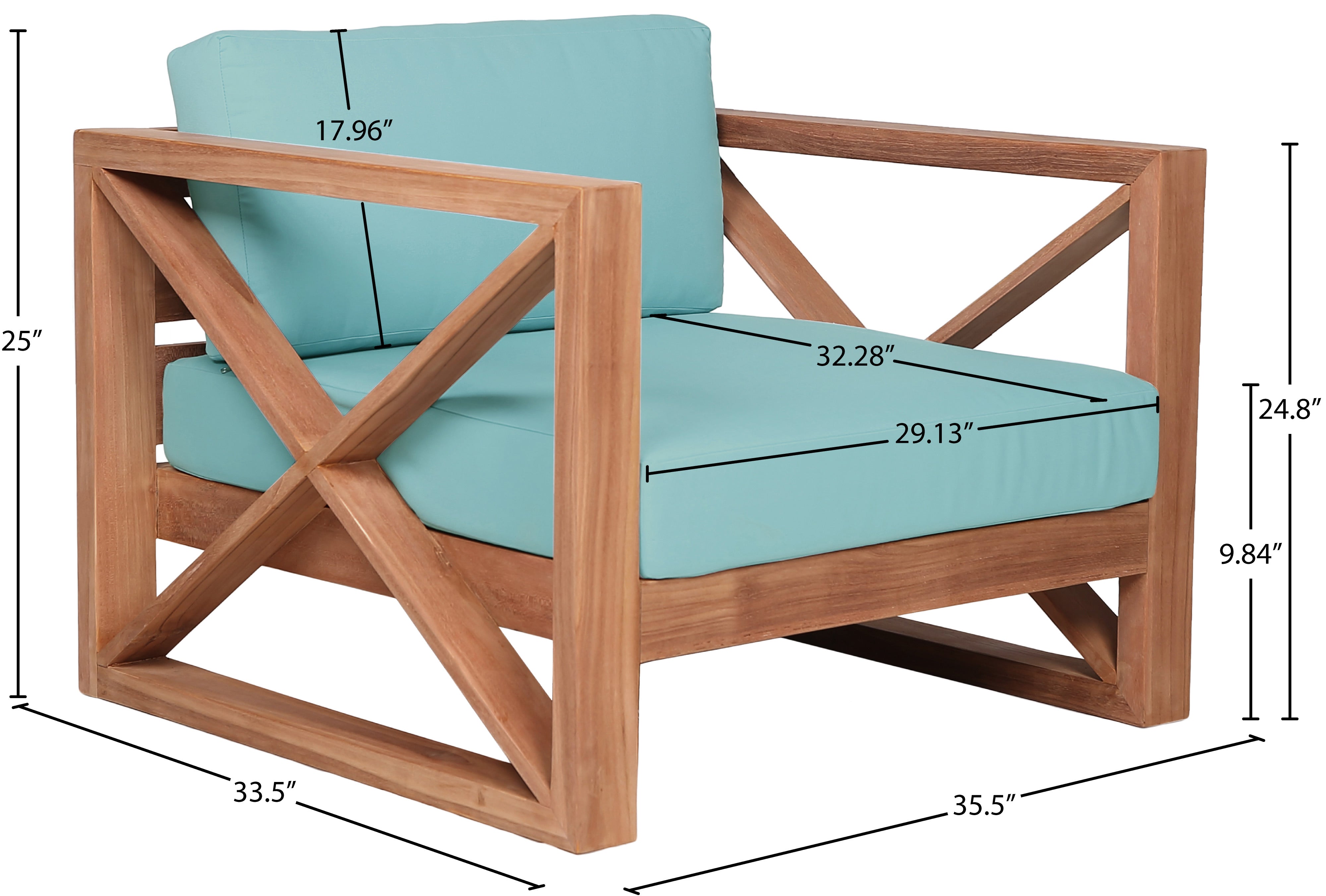 Chaise d'appoint d'extérieur en tissu résistant à l'eau Anguilla