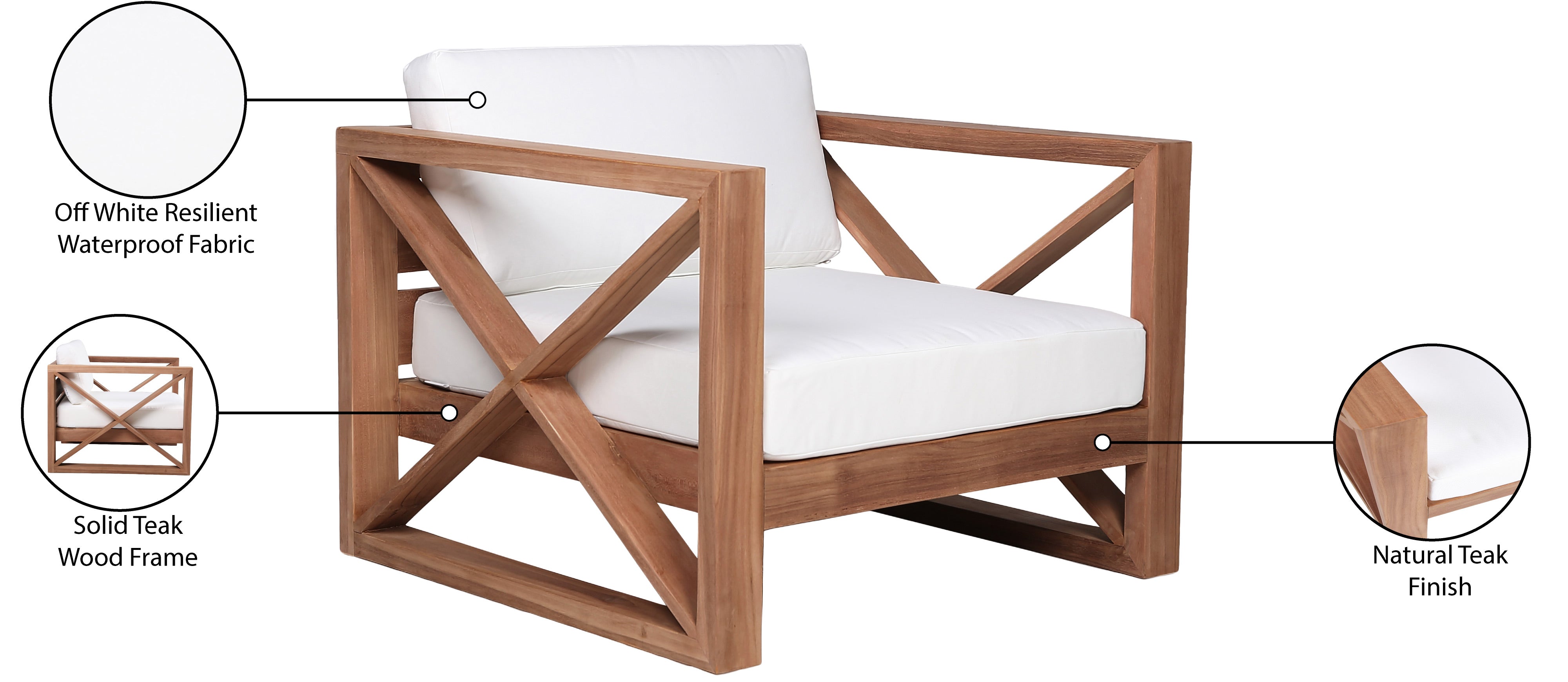 Chaise d'appoint d'extérieur en tissu résistant à l'eau Anguilla