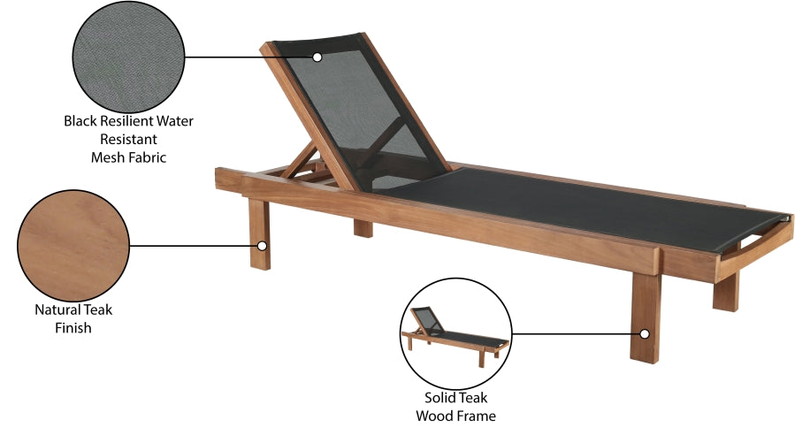 Tulum Water Resistant Mesh Fabric Outdoor Patio Chaise Lounge Chair