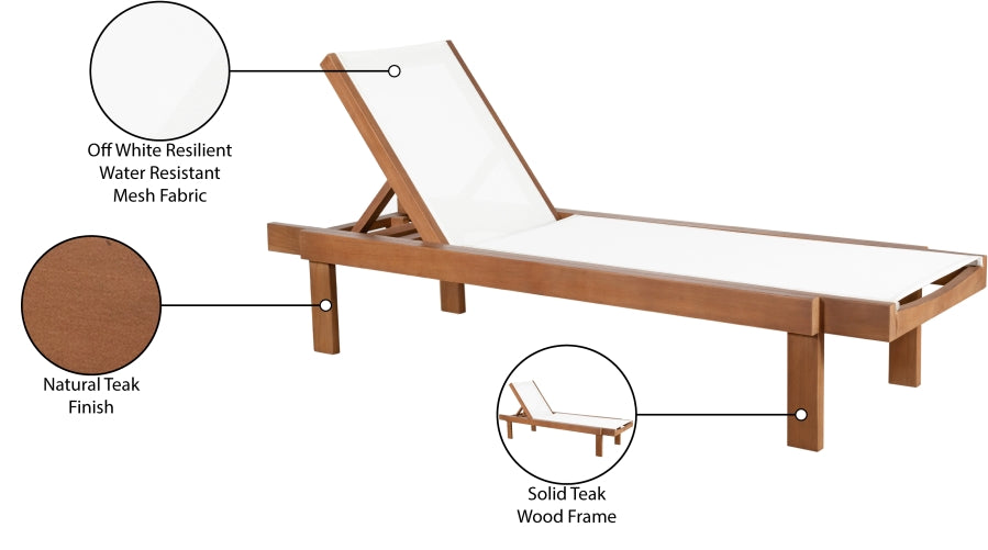 Tulum Water Resistant Mesh Fabric Outdoor Patio Chaise Lounge Chair